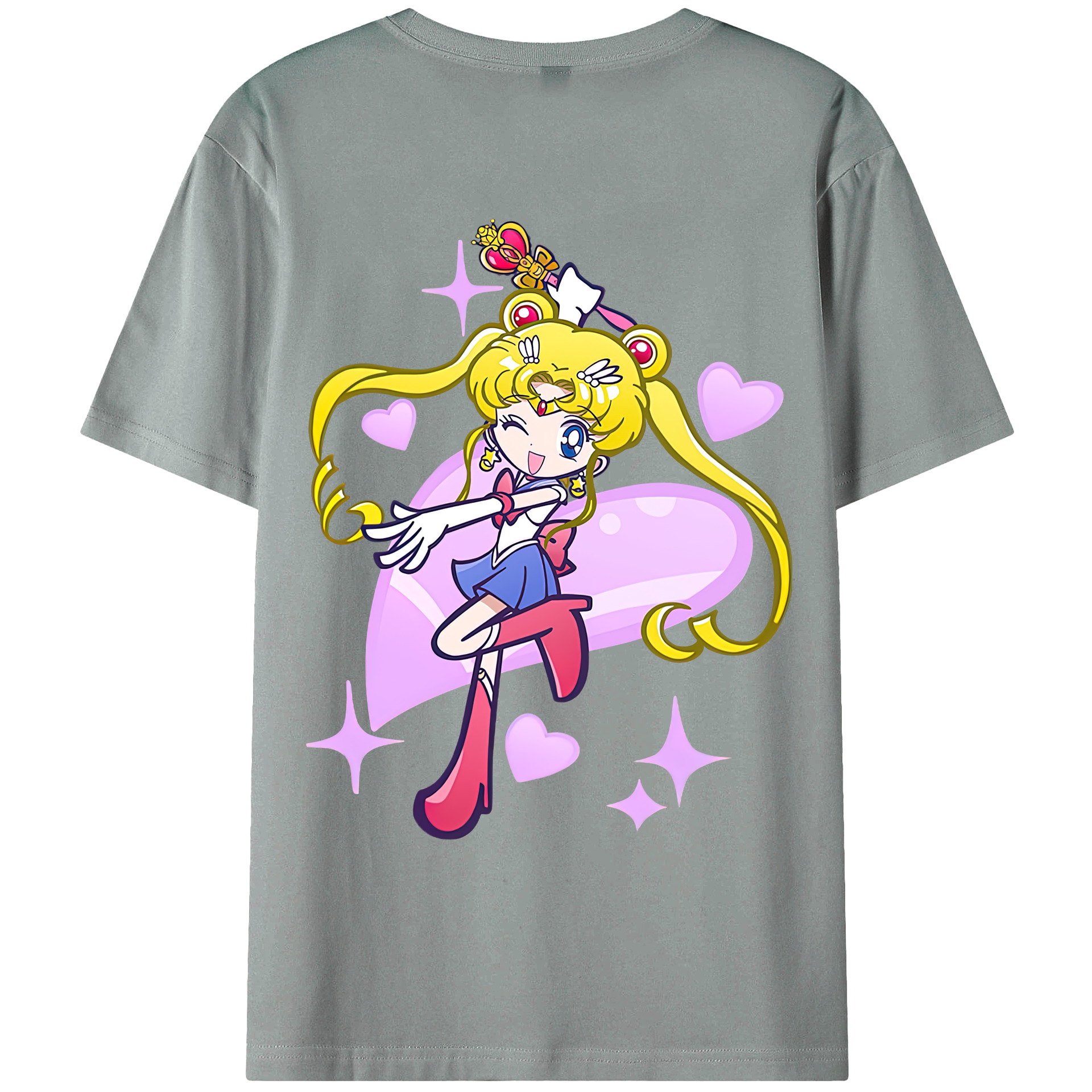 （画像用） 美少女戦士セーラームーン 月野 うさぎ つきの うさぎ Sailor Moon Tsukino Usagi 綿100％ メンズ半袖Tシャツ（バックプリント） 通気性